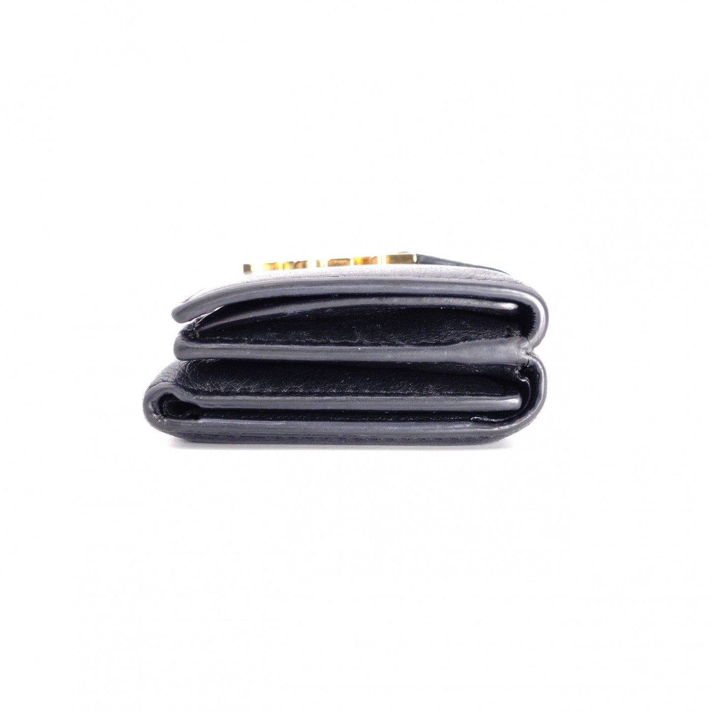 SAINT LAURENT Tiny Wallet Origami Cassandra Tri-fold Wallet, Leather, Black with Gold Hardware