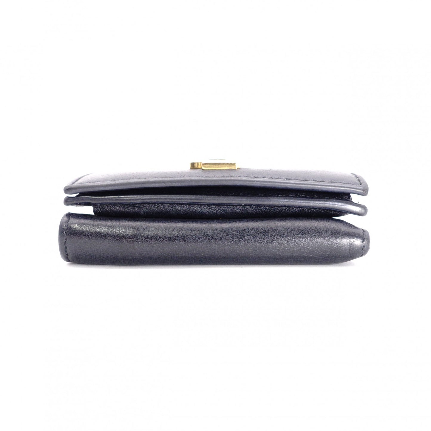 SAINT LAURENT Tiny Wallet Origami Cassandra Tri-fold Wallet, Leather, Black with Gold Hardware