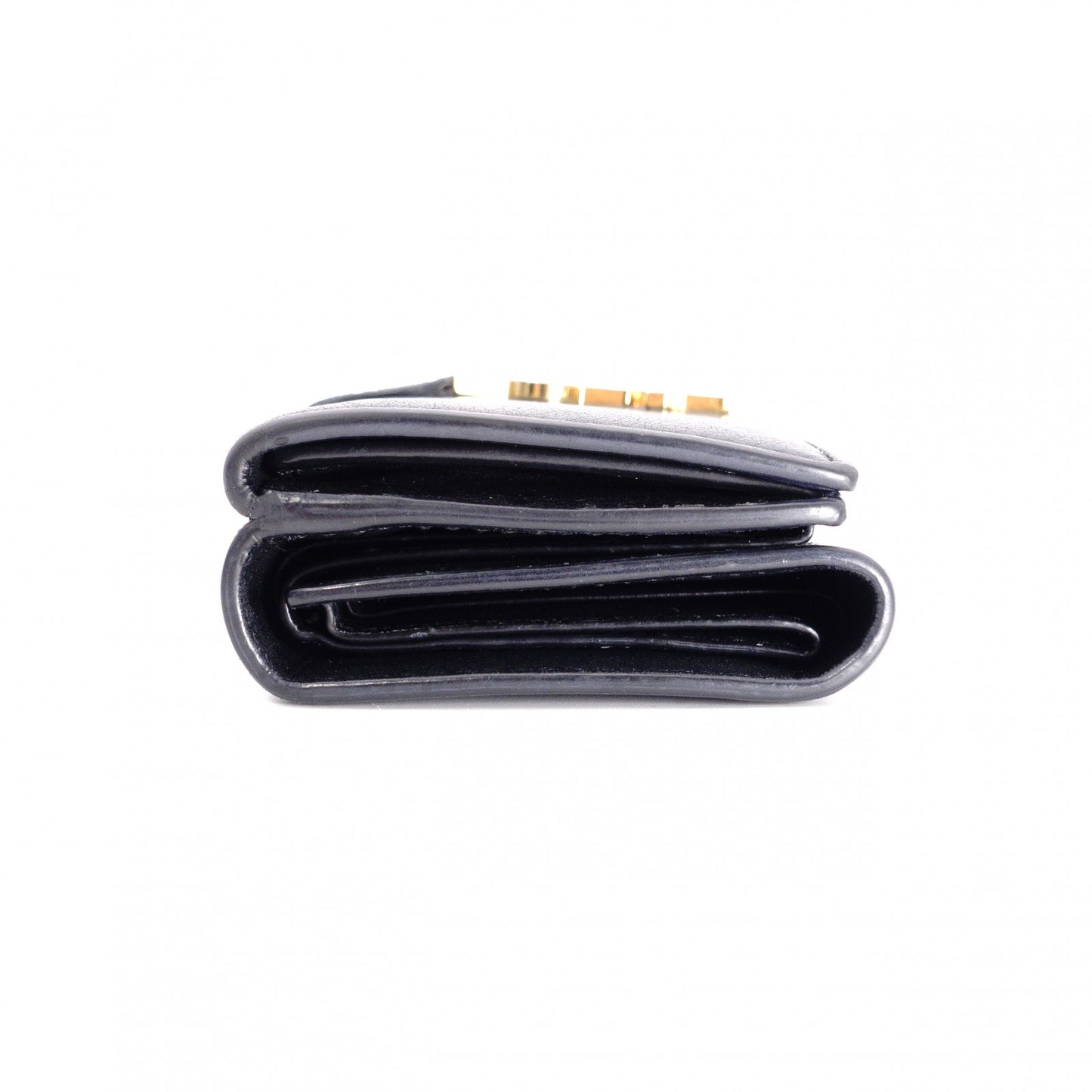 SAINT LAURENT Tiny Wallet Origami Cassandra Tri-fold Wallet, Leather, Black with Gold Hardware