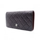CHANEL Lambskin Matelassé Long Wallet, Leather, Black, Silver Hardware, CC Logo