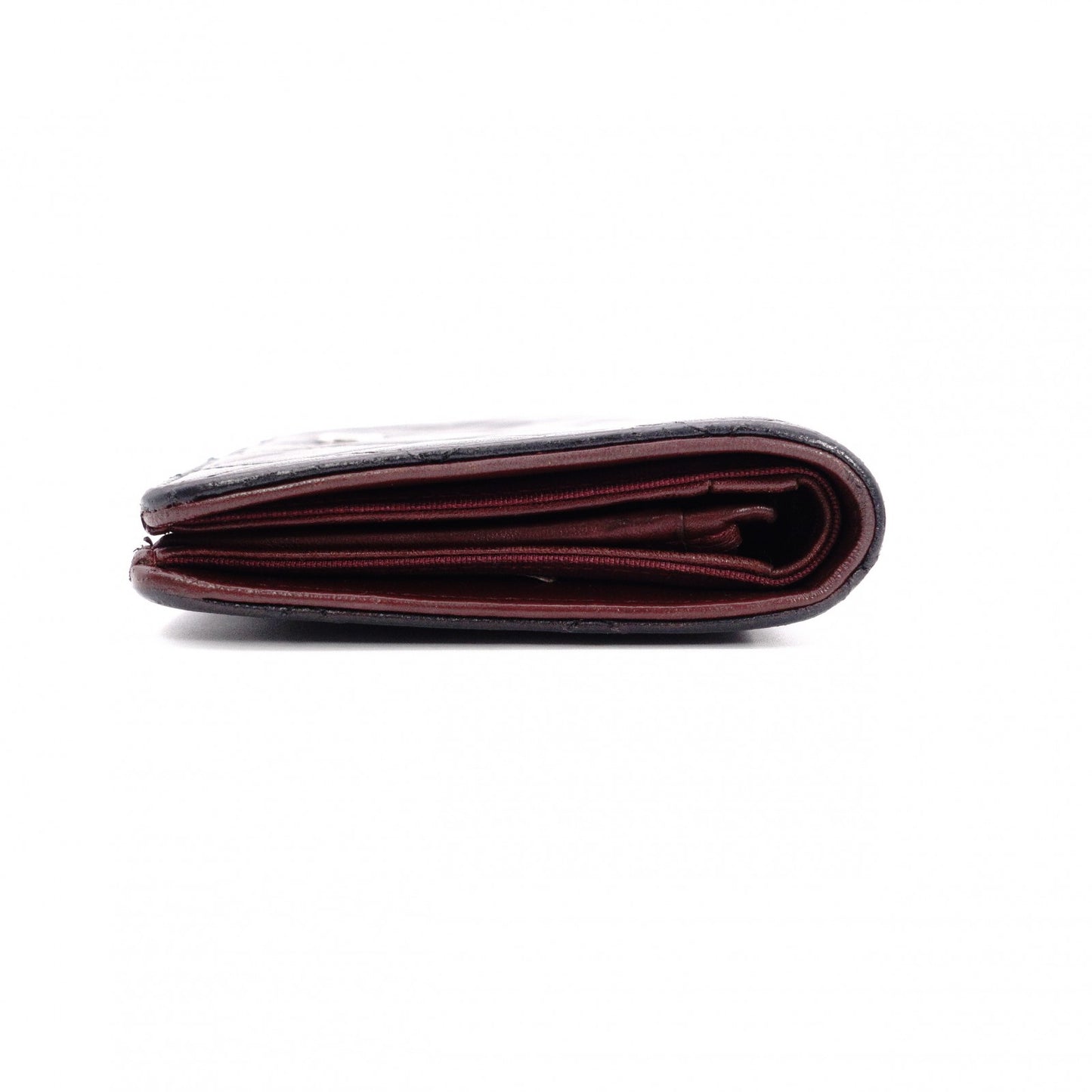 CHANEL Lambskin Matelassé Long Wallet, Leather, Black, Silver Hardware, CC Logo