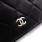 CHANEL Lambskin Matelassé Long Wallet, Leather, Black, Silver Hardware, CC Logo