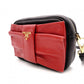 PRADA Ribbon Shoulder Bag, Leather, Black and Red with Gold Hardware