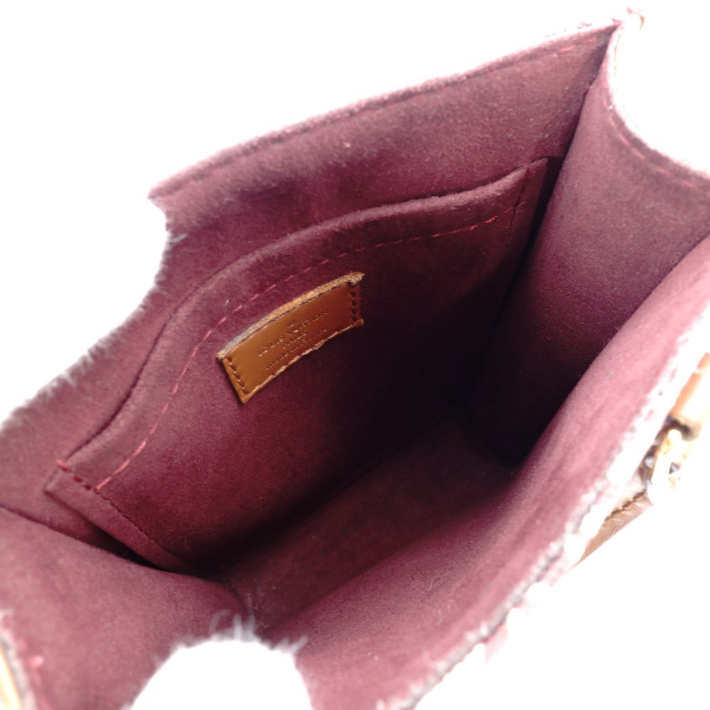 LOUIS VUITTON Petite Sac Plat Monogram Jacquard Handbag 2-Way Shoulder Bag Bordeaux × Brown 7-12-363