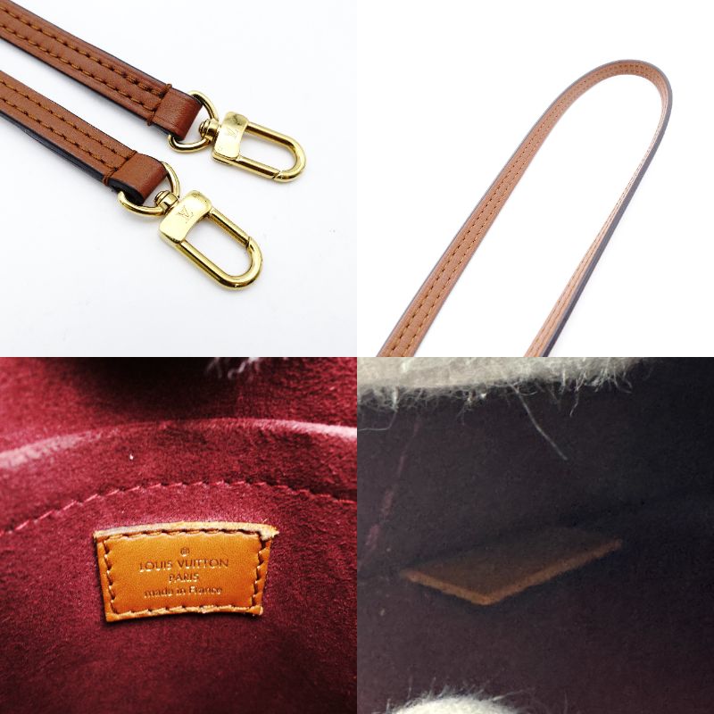LOUIS VUITTON Petite Sac Plat Monogram Jacquard Handbag 2-Way Shoulder Bag Bordeaux × Brown 7-12-363
