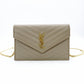 Saint Laurent Cassandra Chain Wallet Leather Beige YSL Crossbody 7-12-616