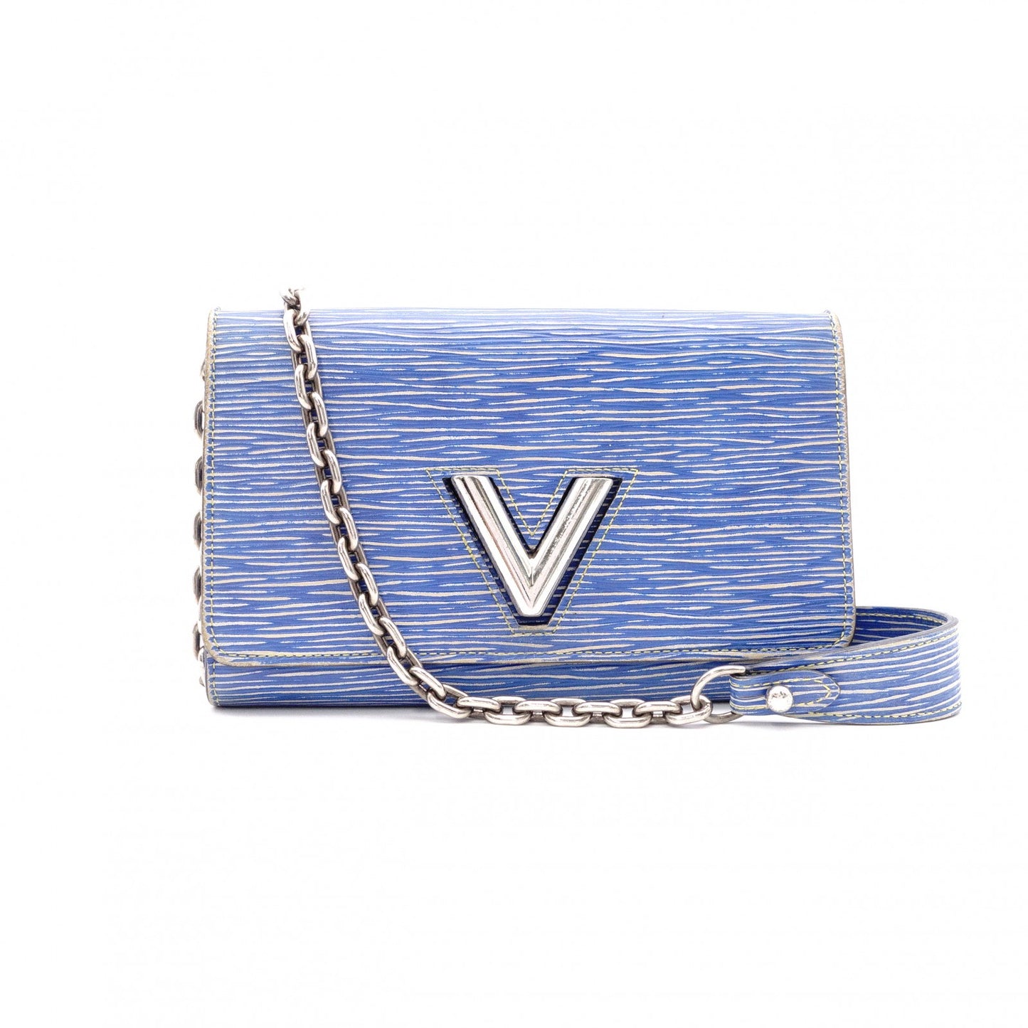LOUIS VUITTON Portofolio Twist Epi Shoulder Bag, Leather, Blue, Crossbody