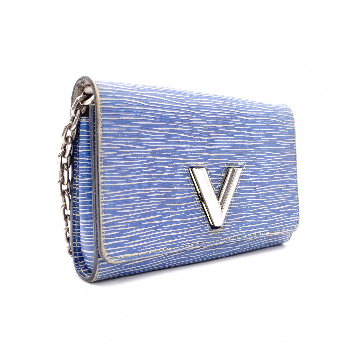 LOUIS VUITTON Portofolio Twist Epi Shoulder Bag, Leather, Blue, Crossbody