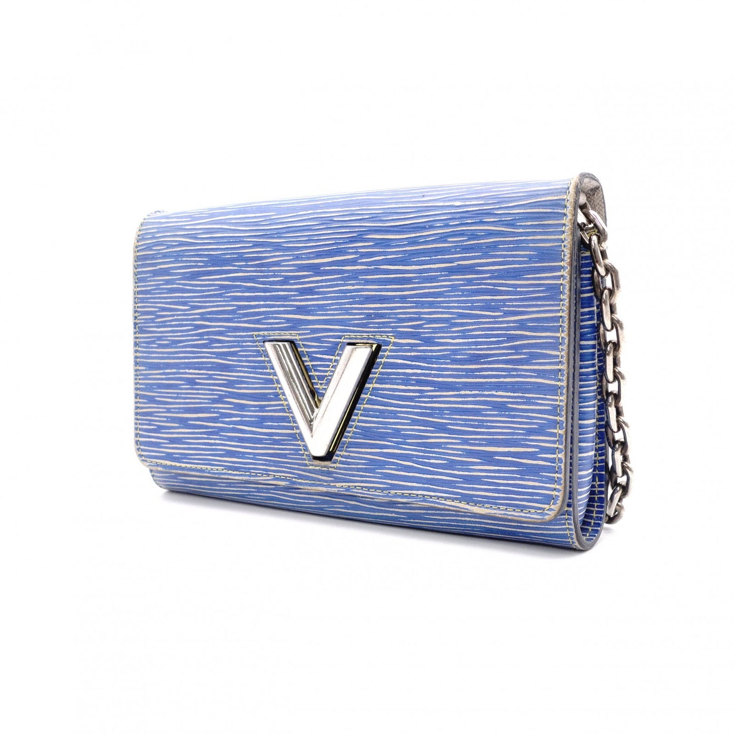 LOUIS VUITTON Portofolio Twist Epi Shoulder Bag, Leather, Blue, Crossbody