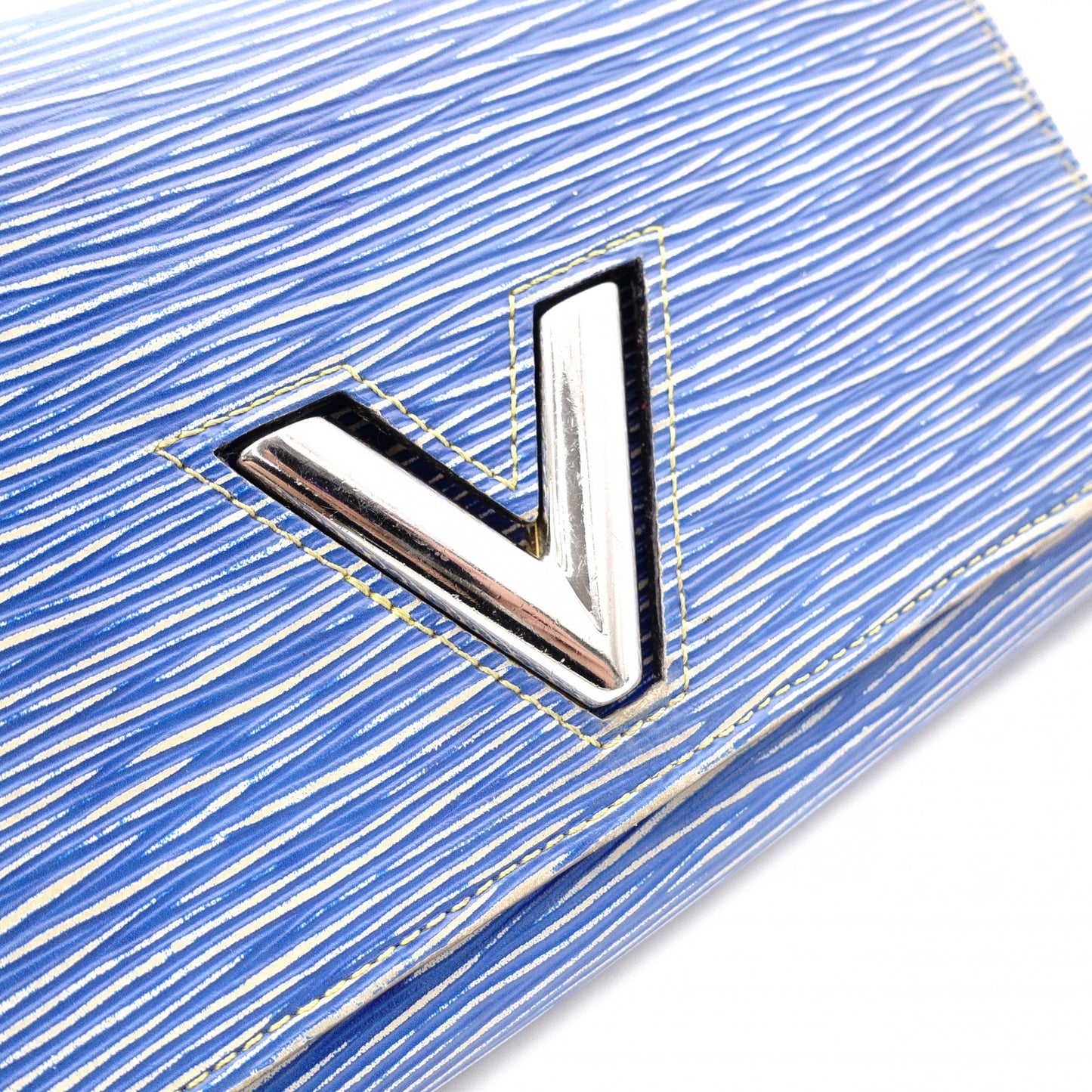 LOUIS VUITTON Portofolio Twist Epi Shoulder Bag, Leather, Blue, Crossbody