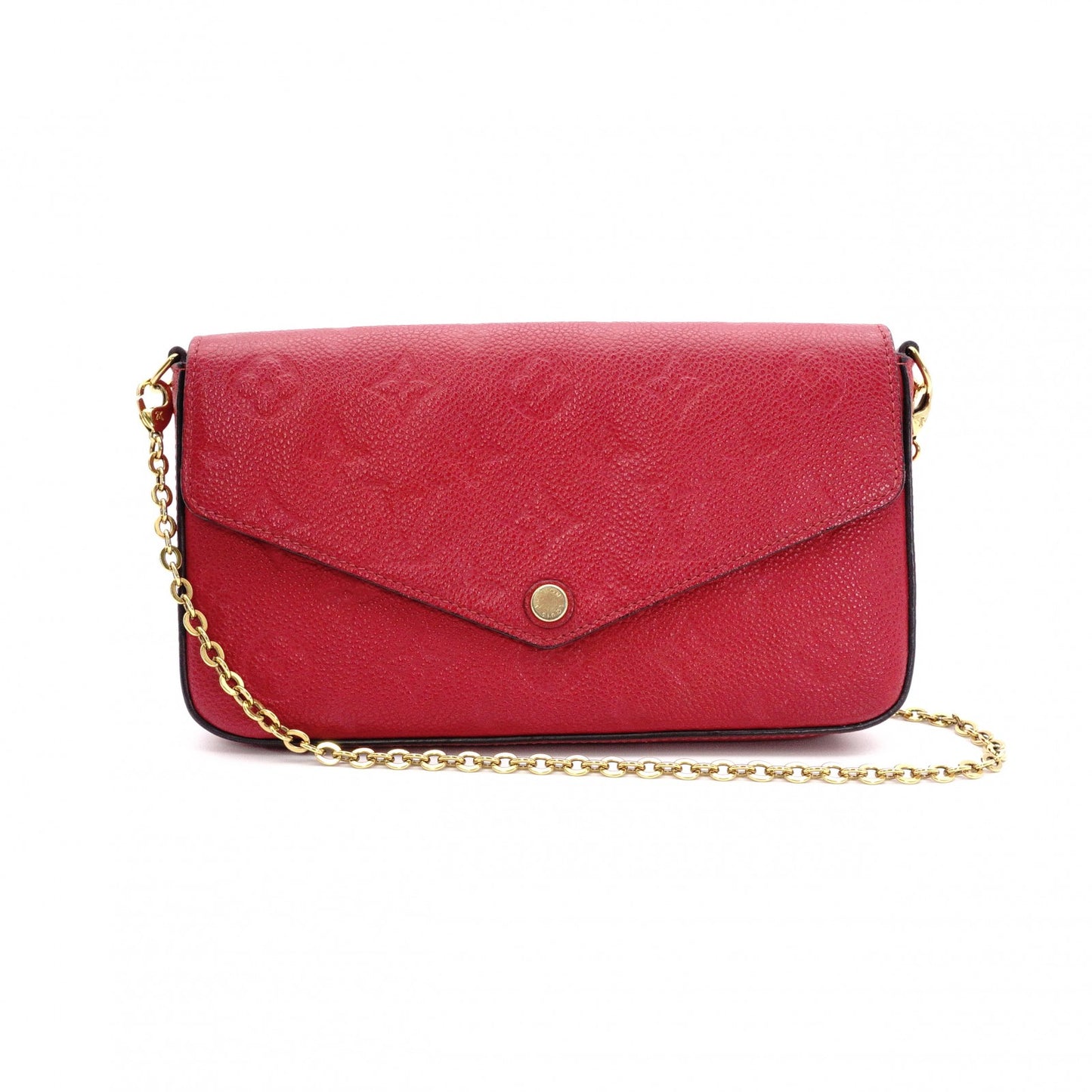 LOUIS VUITTON Pochette Félicie Monogram Anplant Shoulder Bag, Leather, Red
