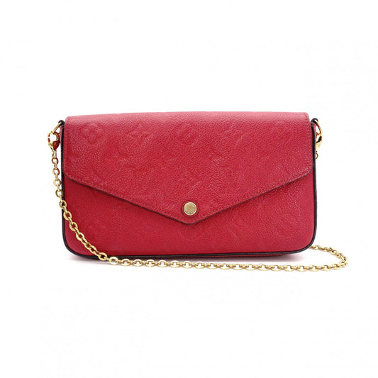 LOUIS VUITTON Pochette Félicie Monogram Anplant Shoulder Bag, Leather, Red
