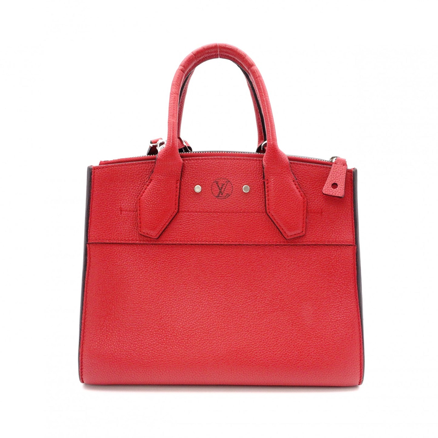 LOUIS VUITTON City Steamer PM Handbag, Leather, Red, 2-Way Shoulder Bag