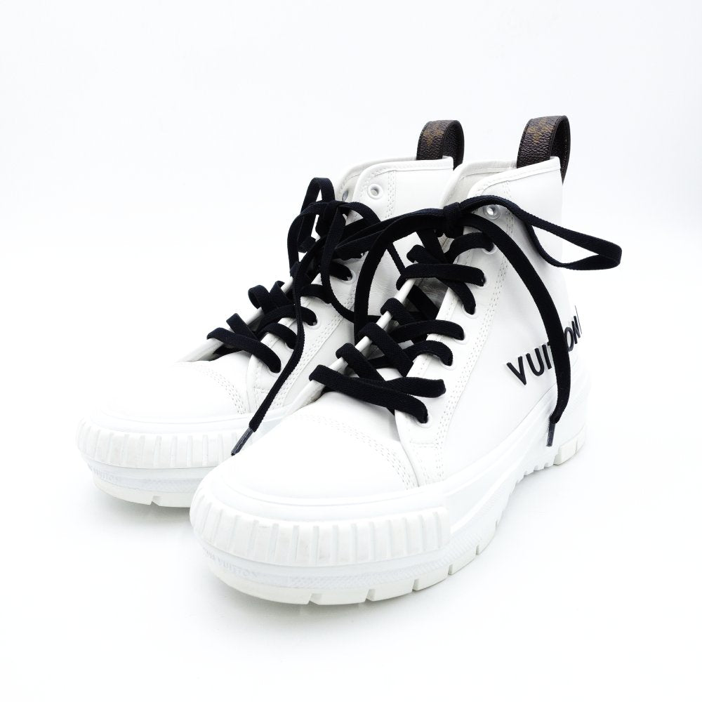 LOUIS VUITTON LV Squad Line High-Top Sneakers EU 37 Women's White × Black Leather 7-11-116