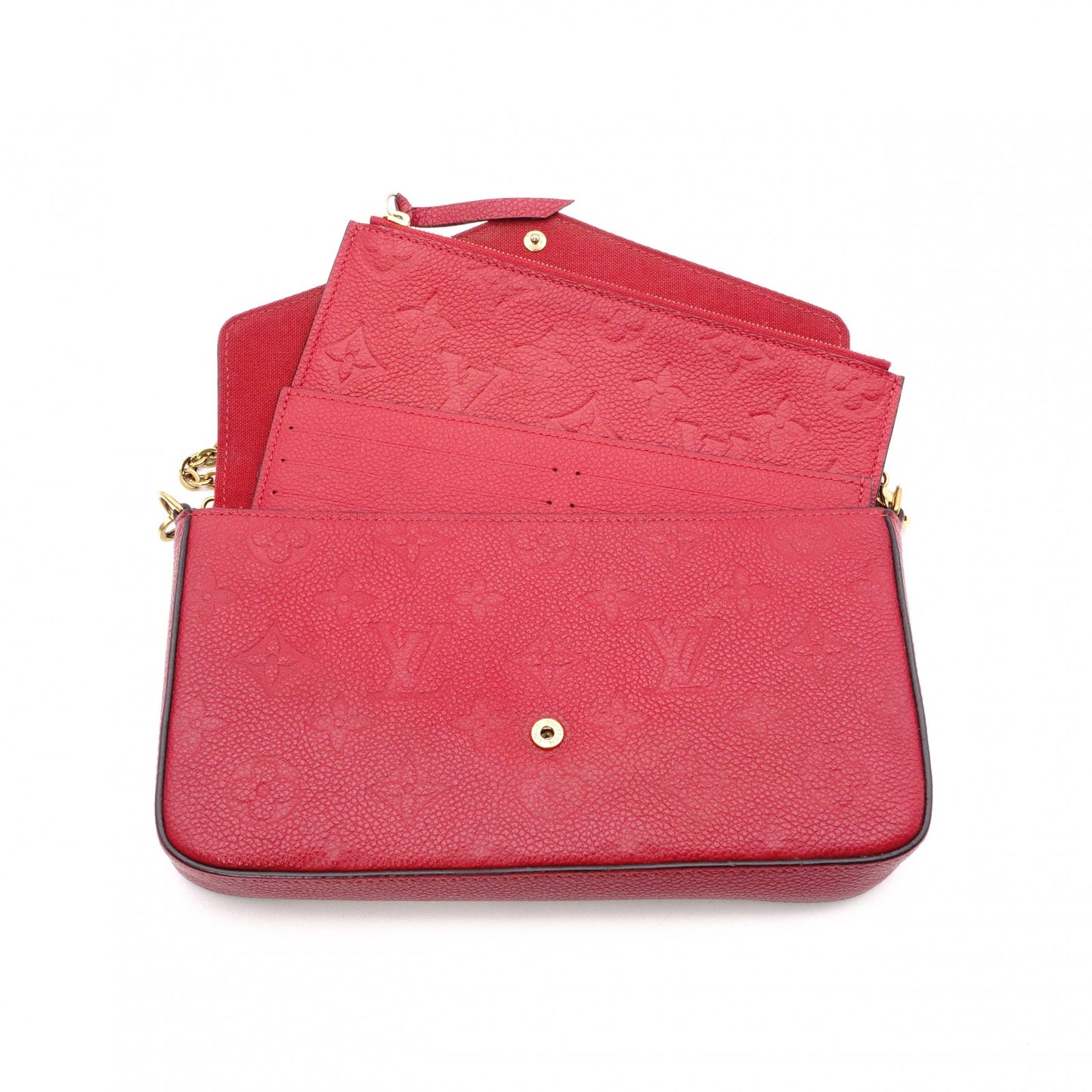 LOUIS VUITTON Pochette Félicie Monogram Anplant Shoulder Bag, Leather, Red
