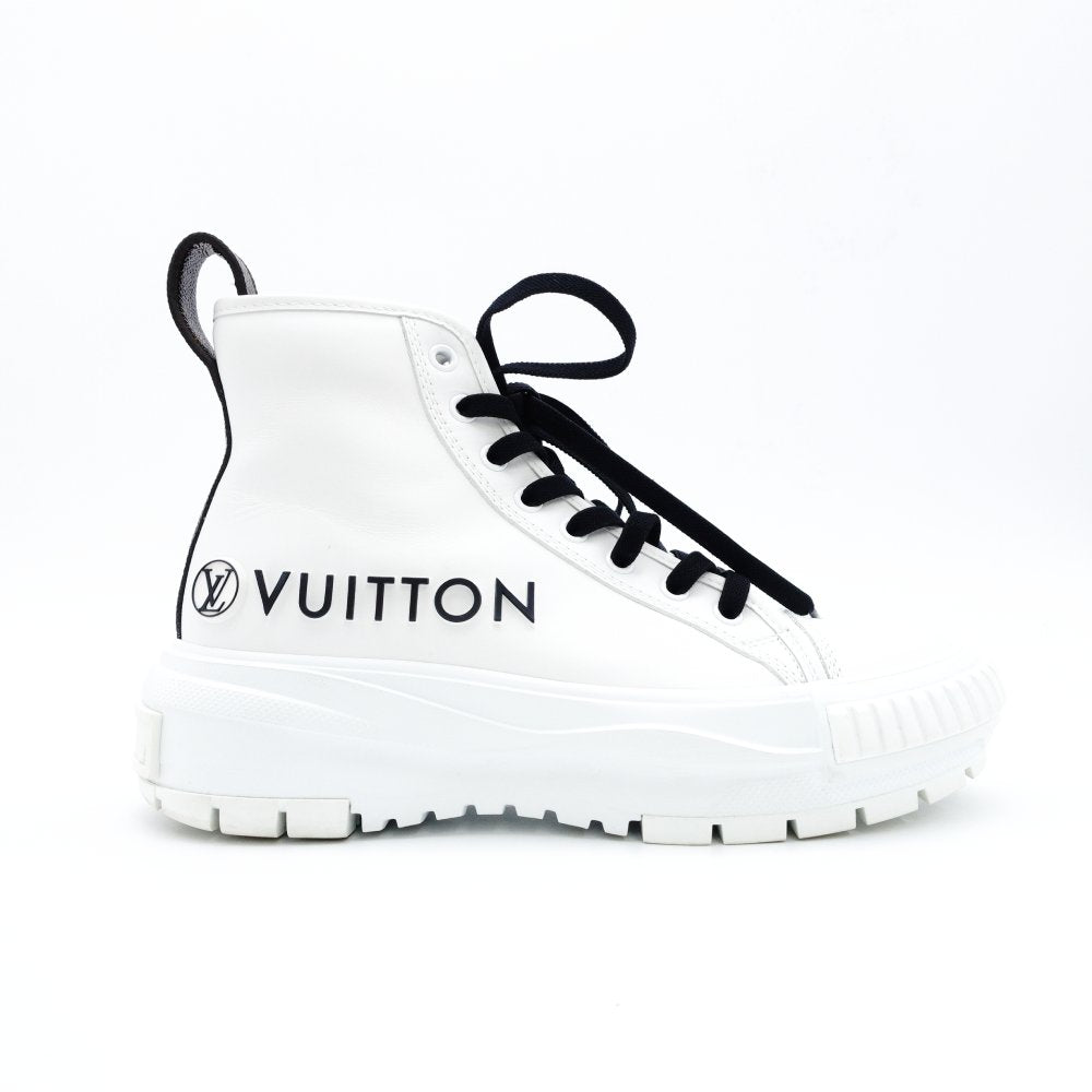 LOUIS VUITTON LV Squad Line High-Top Sneakers EU 37 Women's White × Black Leather 7-11-116