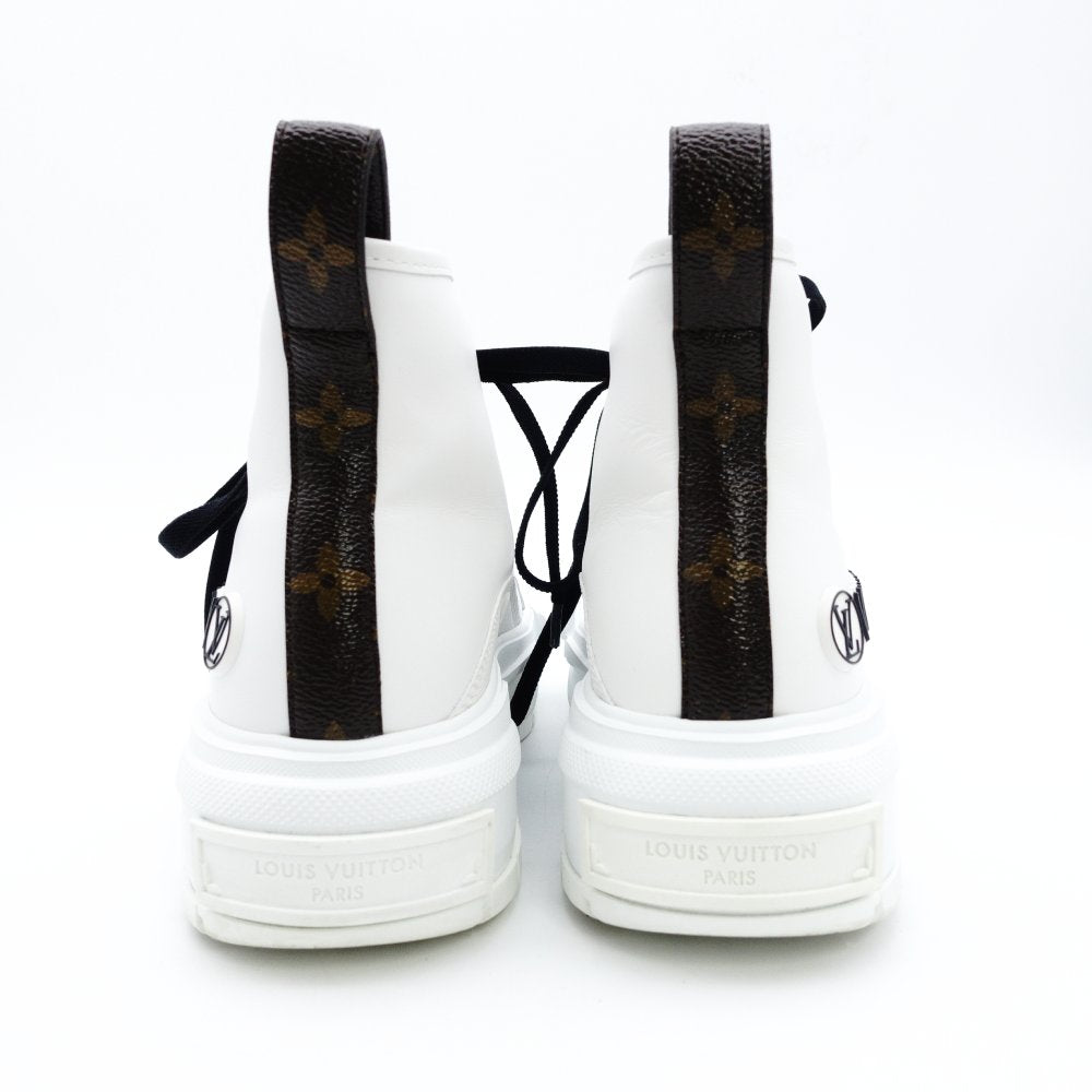 LOUIS VUITTON LV Squad Line High-Top Sneakers EU 37 Women's White × Black Leather 7-11-116