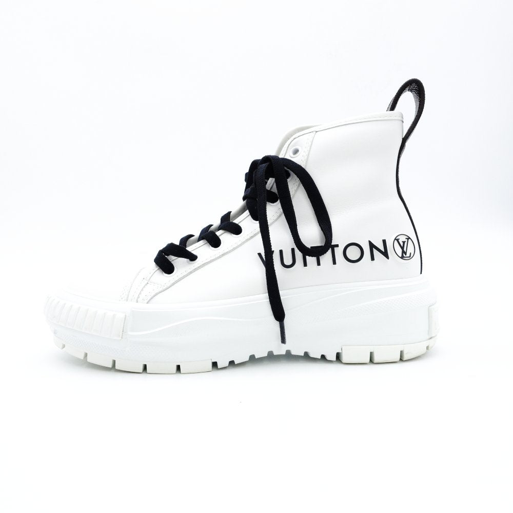 LOUIS VUITTON LV Squad Line High-Top Sneakers EU 37 Women's White × Black Leather 7-11-116