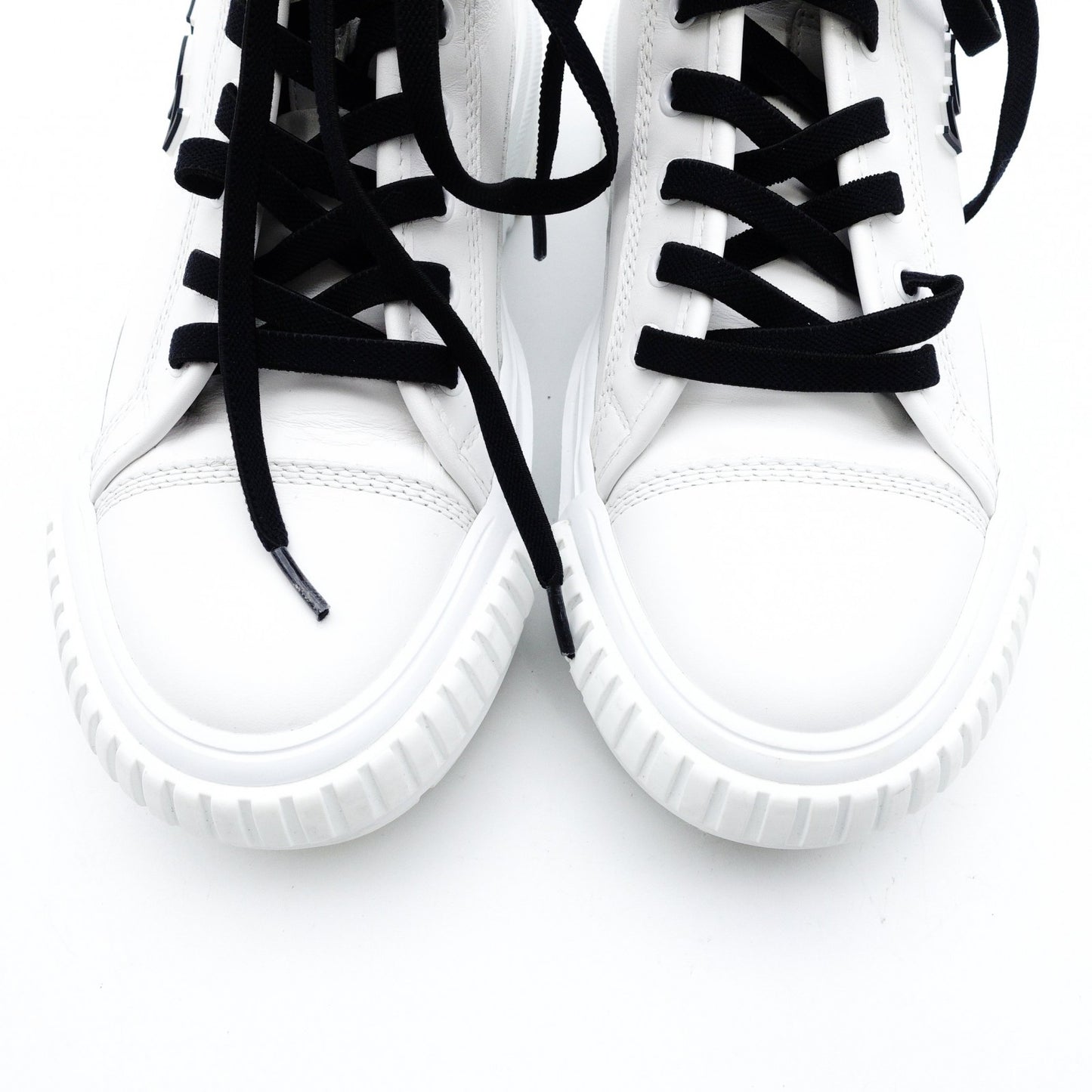 LOUIS VUITTON LV Squad Line High-Top Sneakers EU 37 Women's White × Black Leather 7-11-116