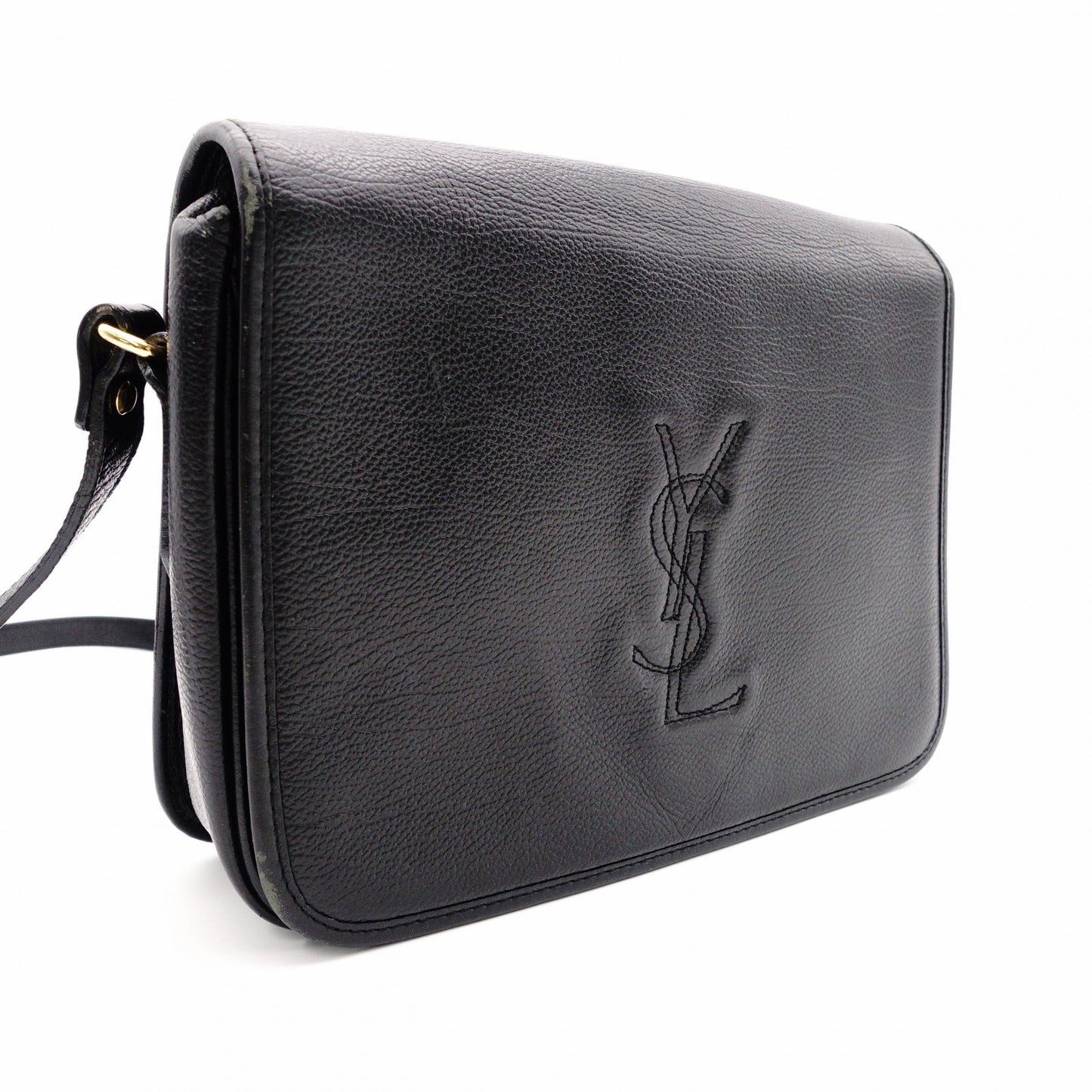 YVES SAINT LAURENT YSL Logo Stitch Cassandra Logo Shoulder Bag, Leather, Black