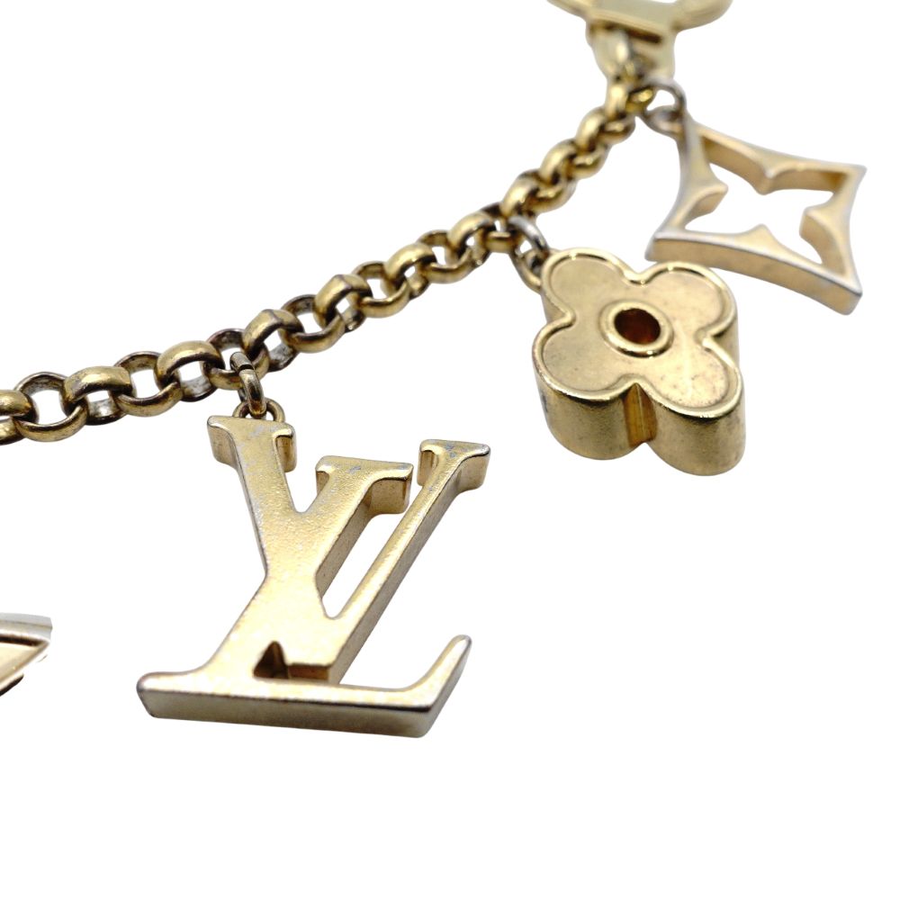 LOUIS VUITTON Bag Charm Key Ring Gold LV Logo M65111 7-12-369