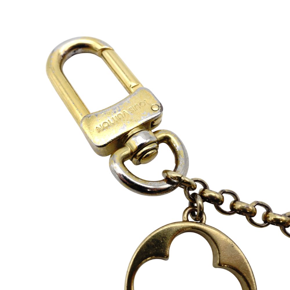 LOUIS VUITTON Bag Charm Key Ring Gold LV Logo M65111 7-12-369