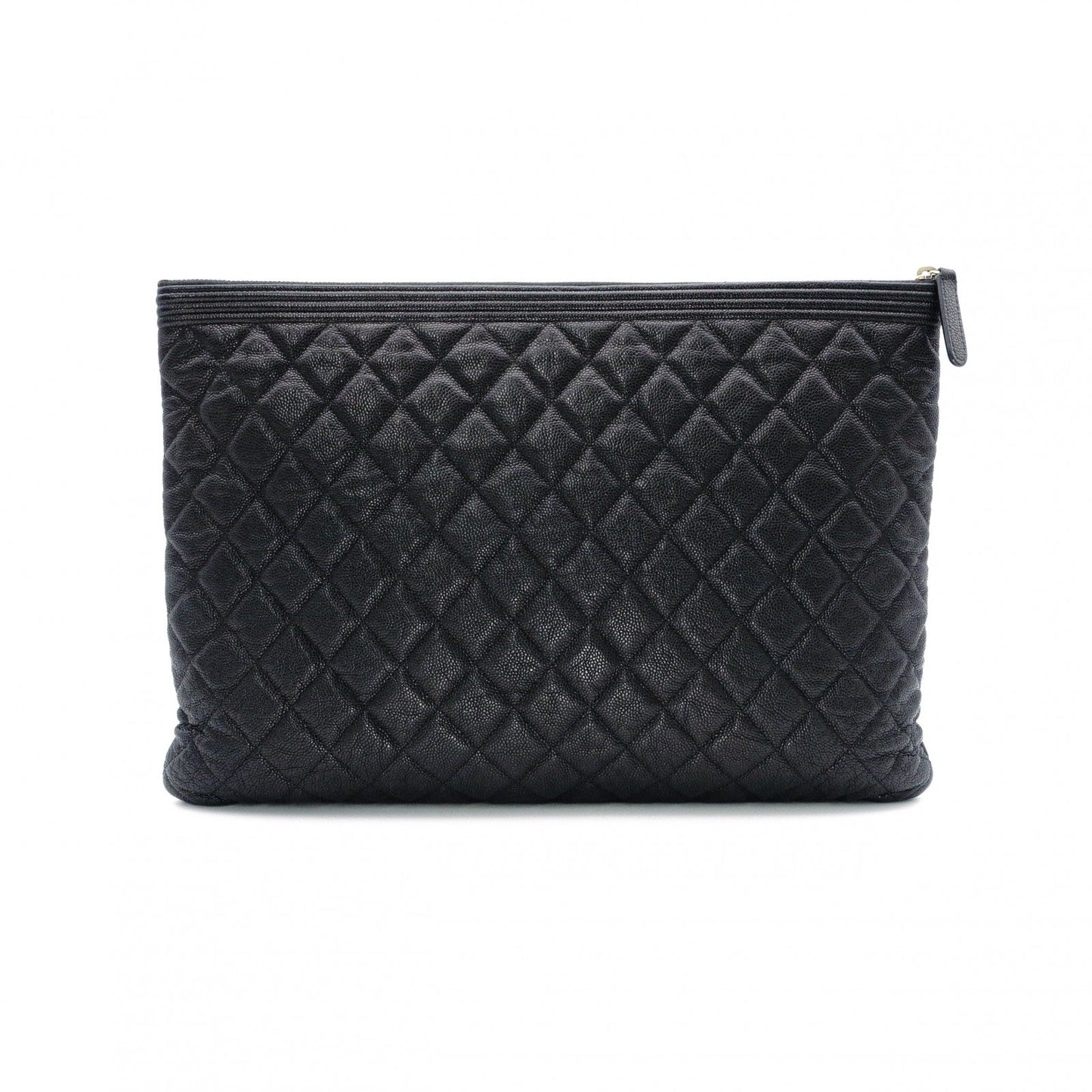 CHANEL Caviar Skin Boy Chanel Clutch Bag, Leather with Gold Hardware