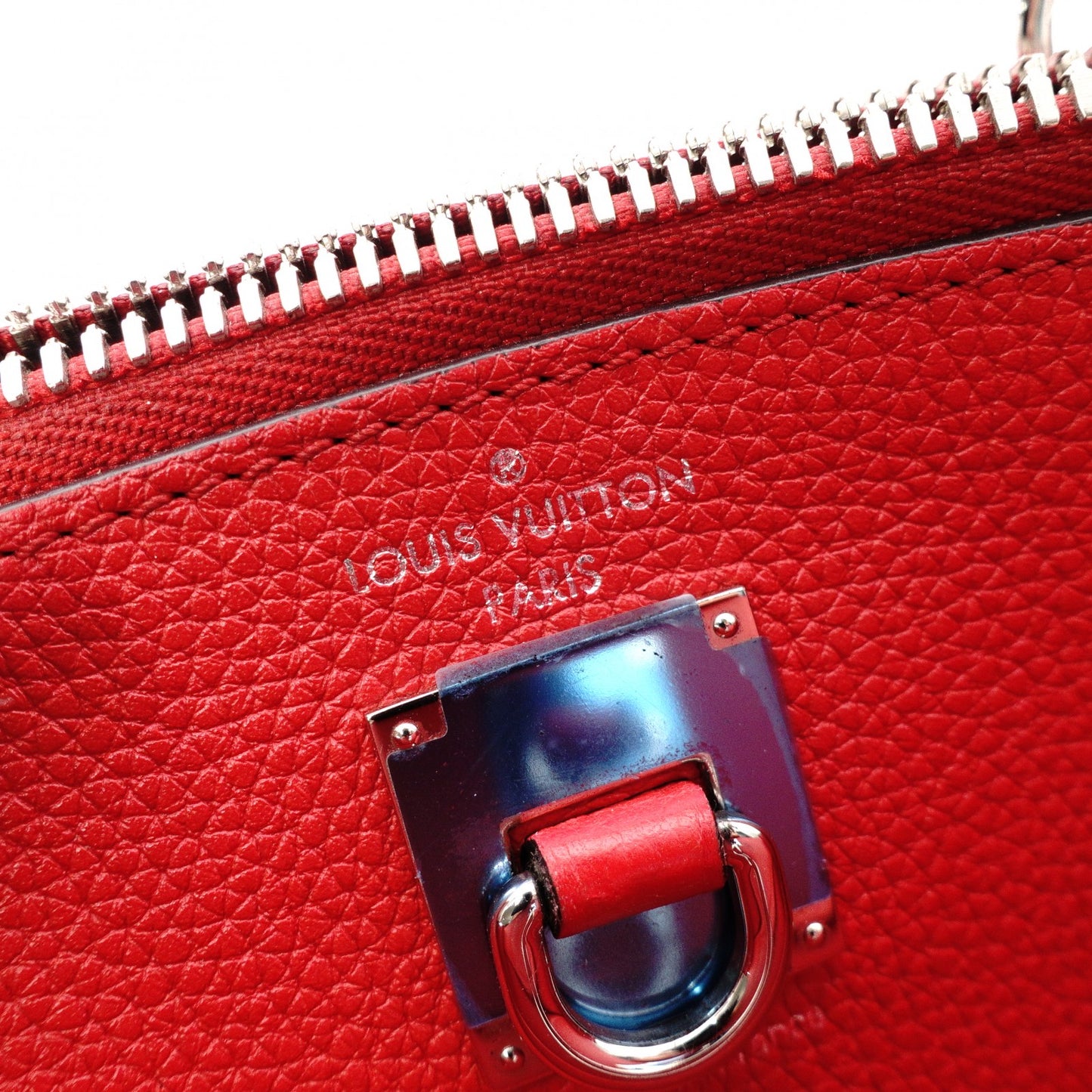 LOUIS VUITTON City Steamer PM Handbag, Leather, Red, 2-Way Shoulder Bag