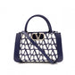 Valentino Garavani Twill Iconograph Handbag, Canvas, Navy, 2-Way, Logo