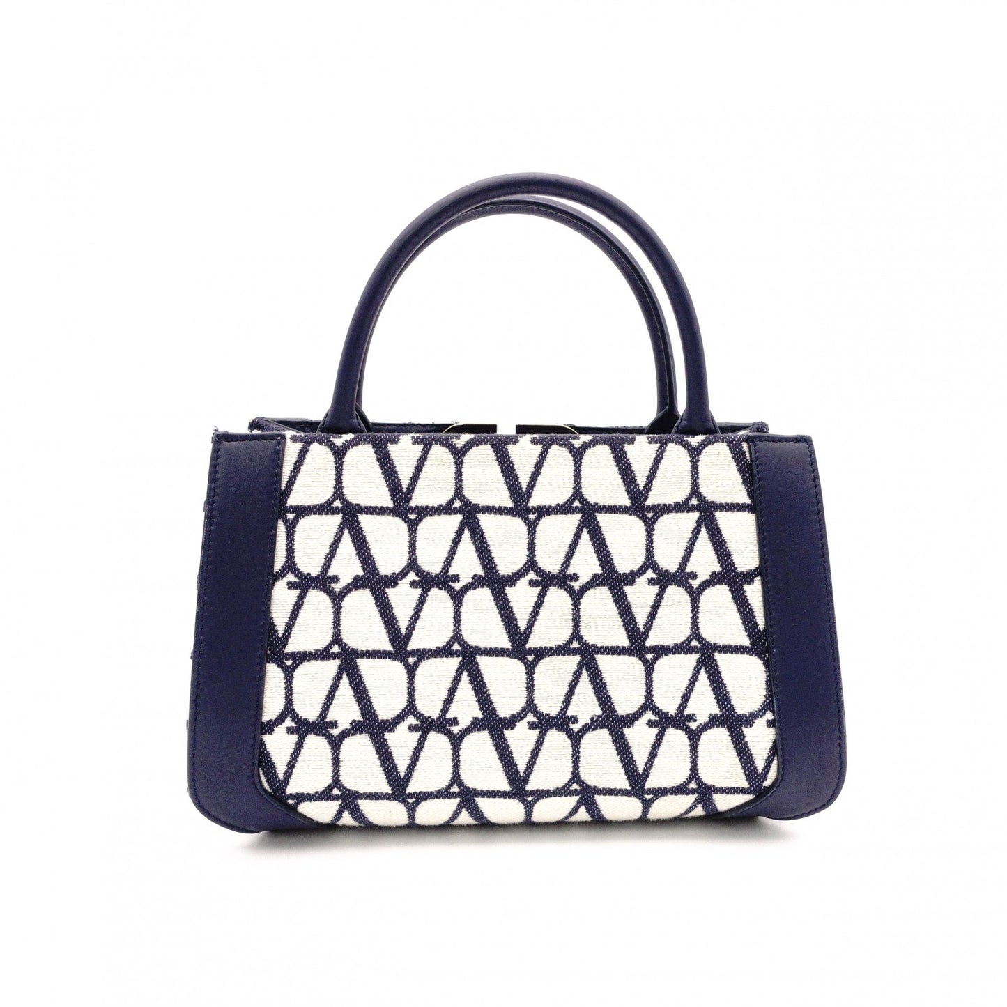 Valentino Garavani Twill Iconograph Handbag, Canvas, Navy, 2-Way, Logo