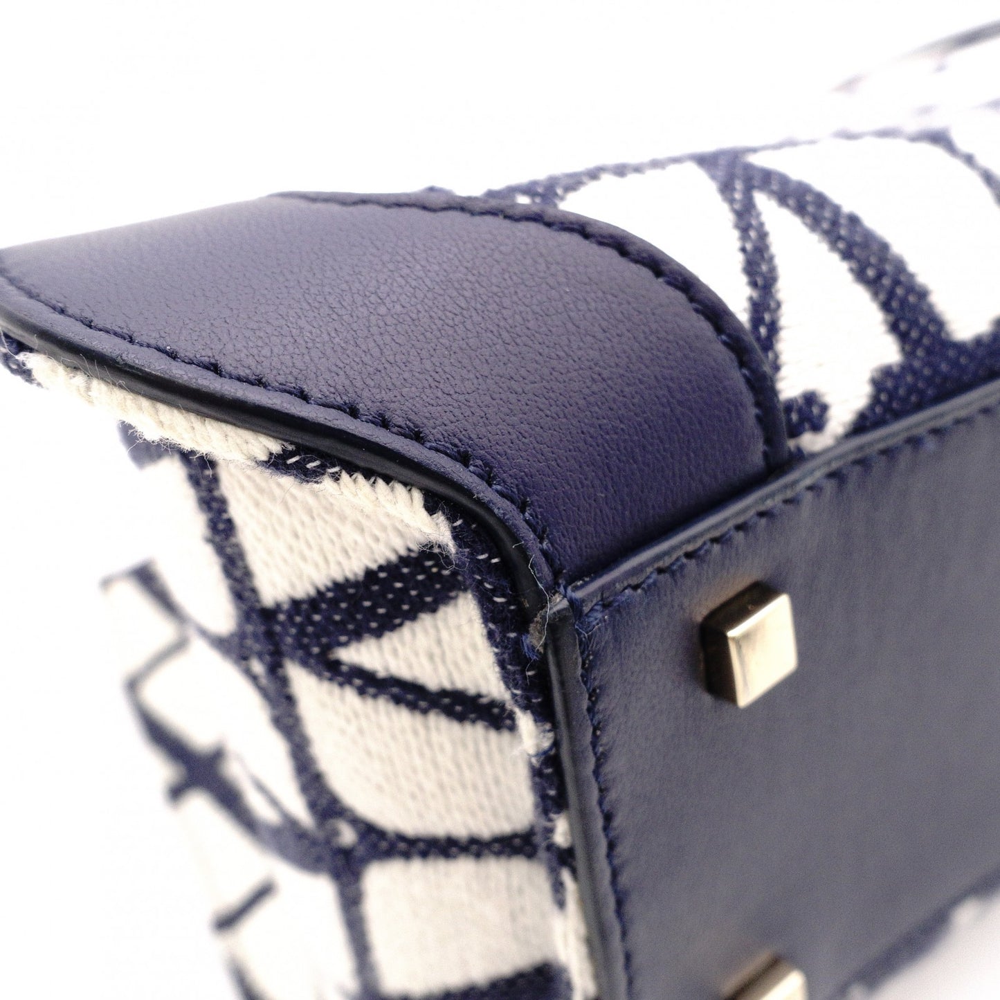 Valentino Garavani Twill Iconograph Handbag, Canvas, Navy, 2-Way, Logo