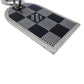 LOUIS VUITTON Bag Charm Key Ring Plate Silver Damier 7-12-253