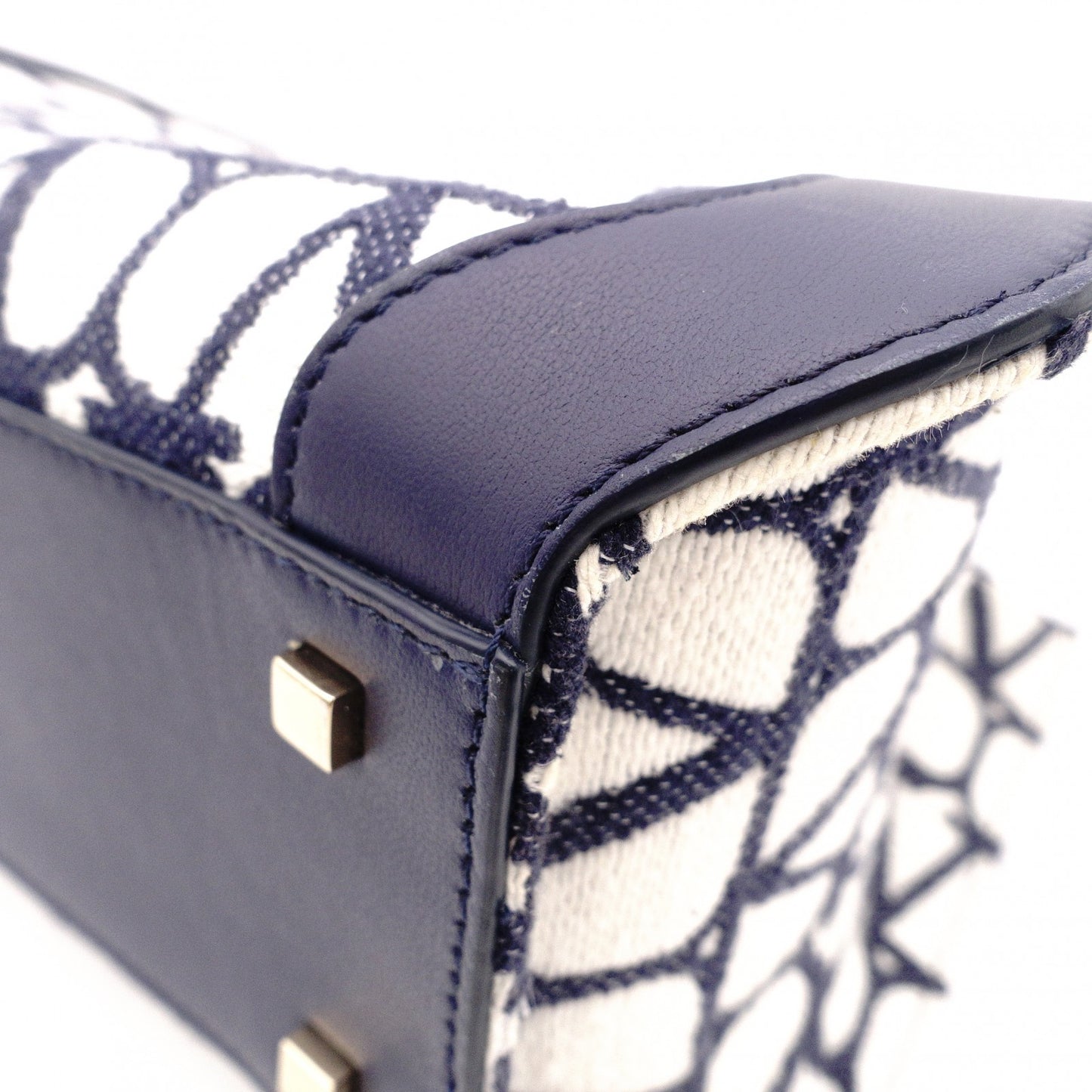 Valentino Garavani Twill Iconograph Handbag, Canvas, Navy, 2-Way, Logo