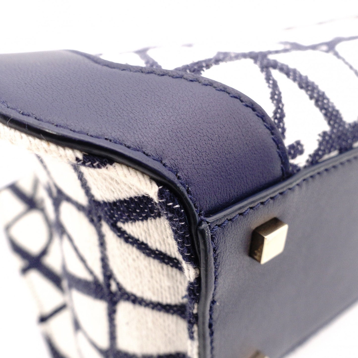 Valentino Garavani Twill Iconograph Handbag, Canvas, Navy, 2-Way, Logo