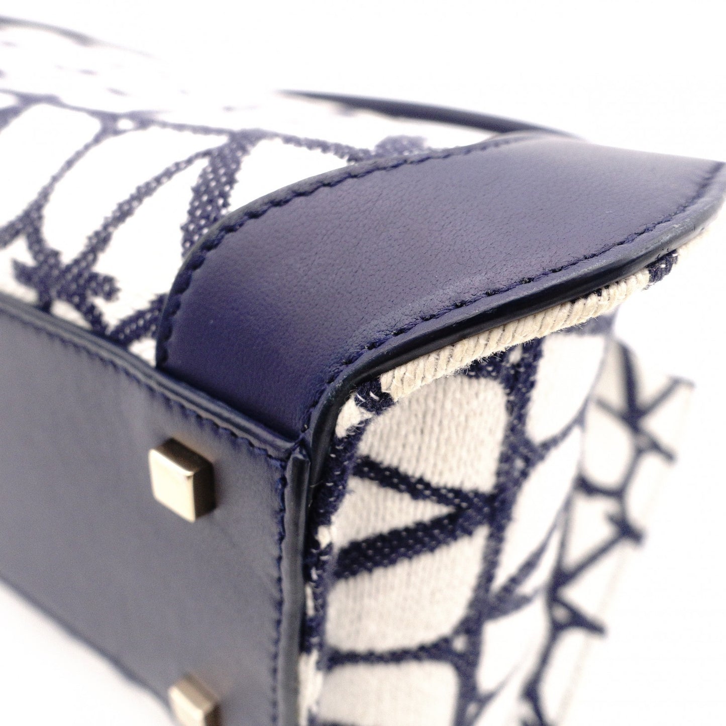 Valentino Garavani Twill Iconograph Handbag, Canvas, Navy, 2-Way, Logo