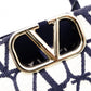 Valentino Garavani Twill Iconograph Handbag, Canvas, Navy, 2-Way, Logo