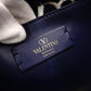 Valentino Garavani Twill Iconograph Handbag, Canvas, Navy, 2-Way, Logo