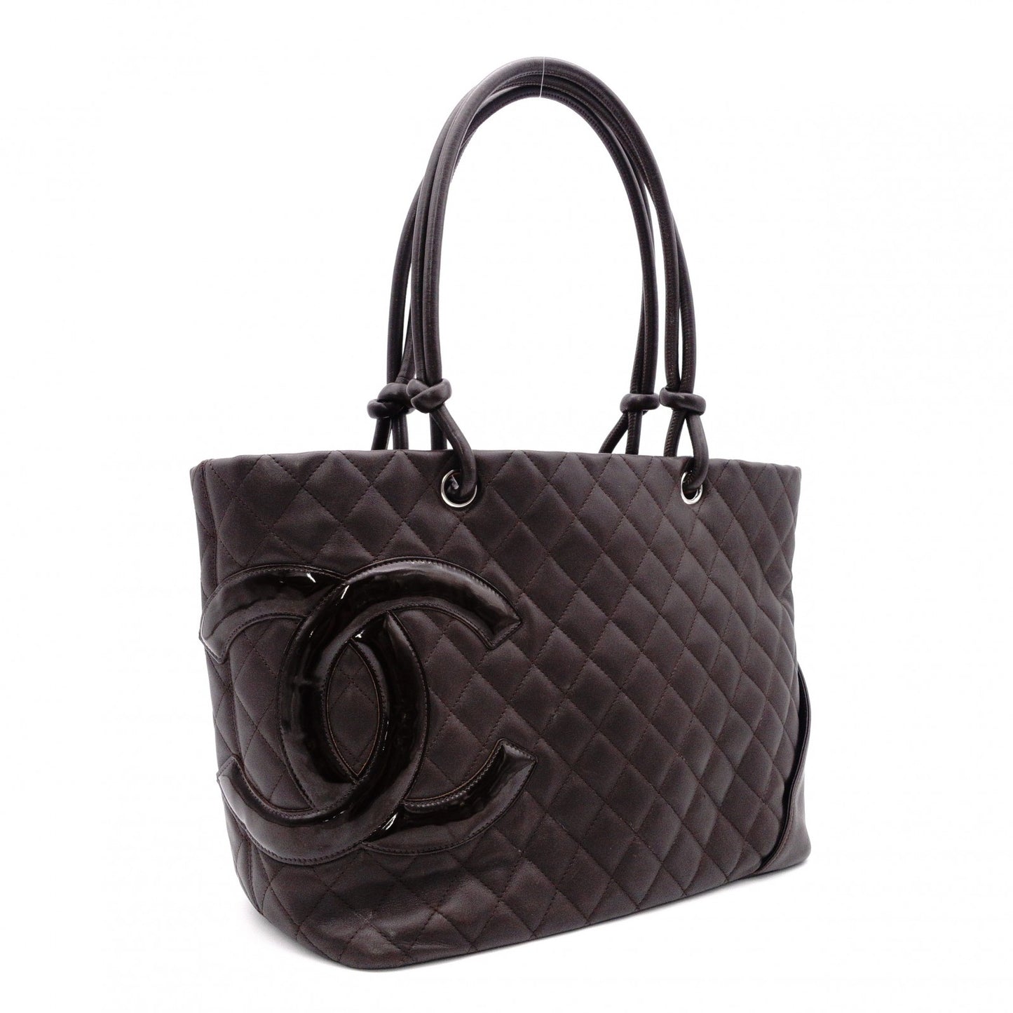 CHANEL Cambon Line Tote Bag with CC Logo, Brown with Silver Hardware, Women's