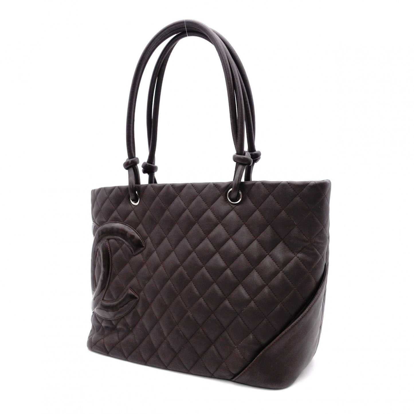 CHANEL Cambon Line Tote Bag with CC Logo, Brown with Silver Hardware, Women's
