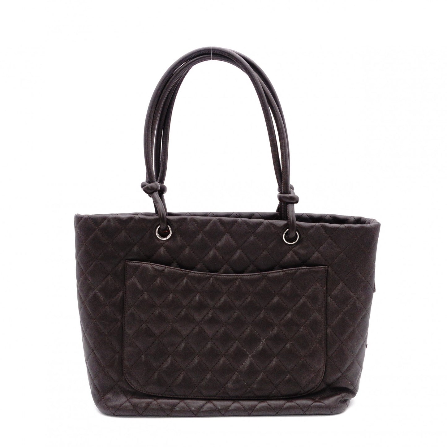 CHANEL Cambon Line Tote Bag with CC Logo, Brown with Silver Hardware, Women's