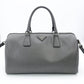 PRADA Galleria Handbag Gray Saffiano Leather Boston Leather 2-Way Silver Hardware