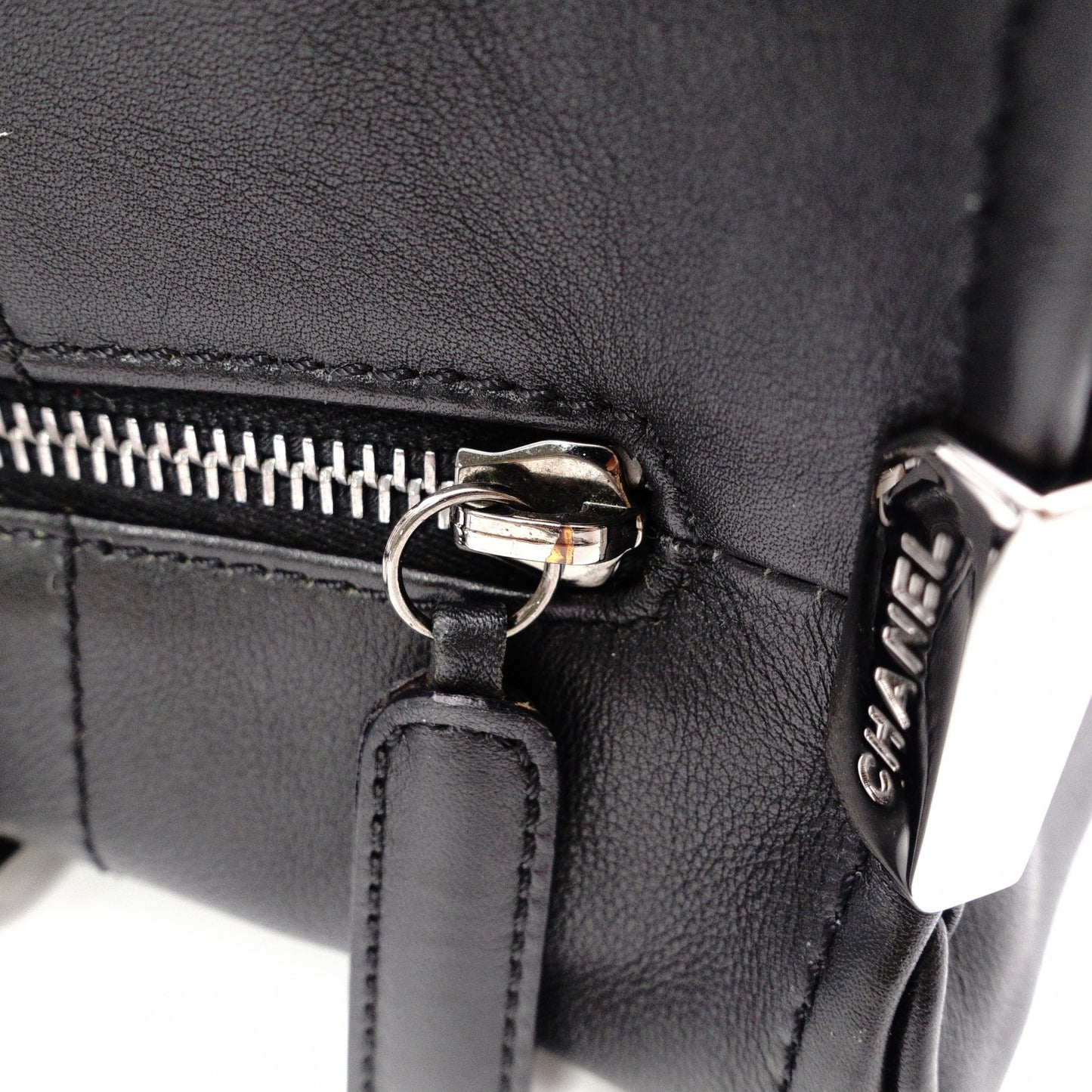 CHANEL Lambskin Chocolate Bar Mini Boston Shoulder Bag, Leather, Black, Silver Hardware