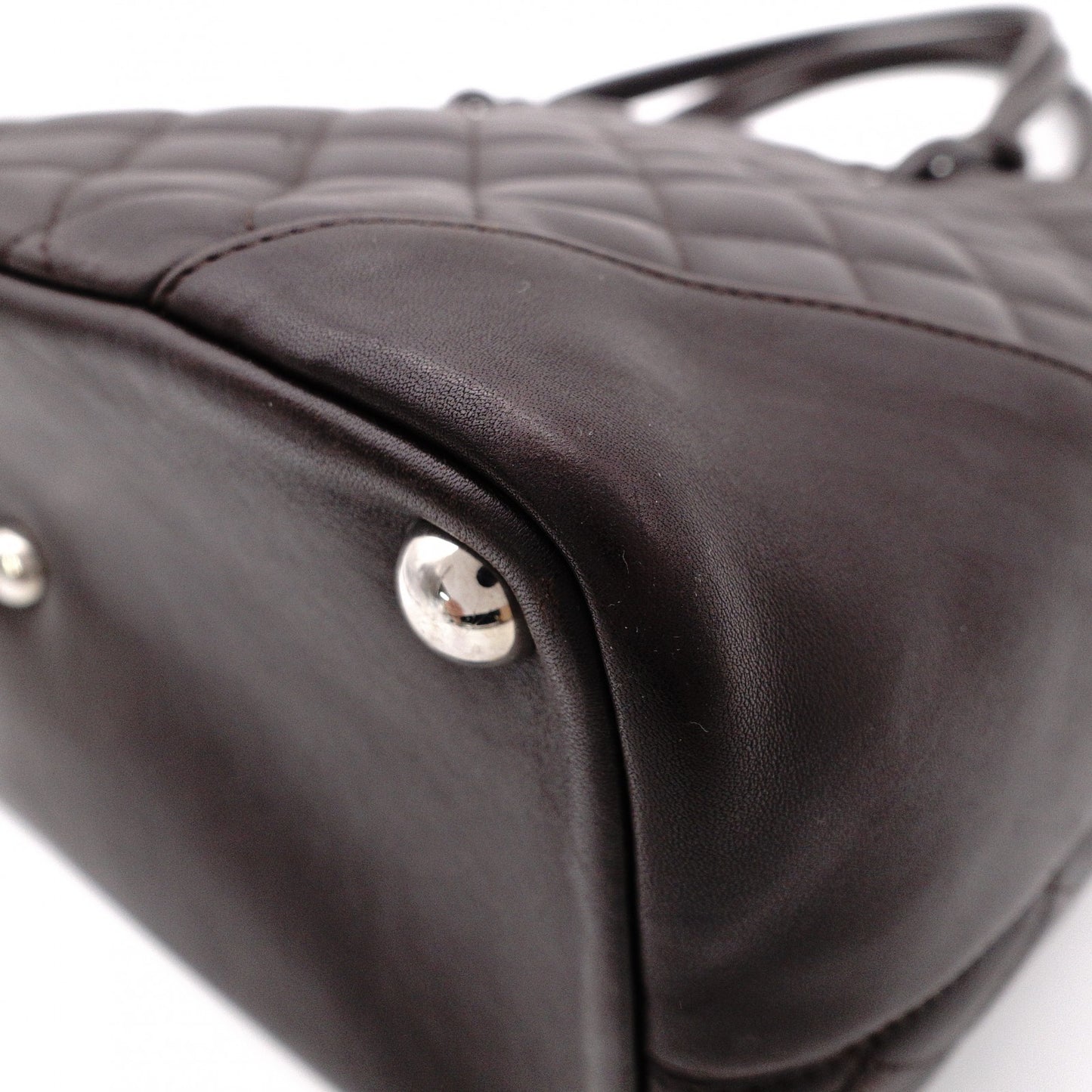 CHANEL Cambon Line Tote Bag with CC Logo, Brown with Silver Hardware, Women's