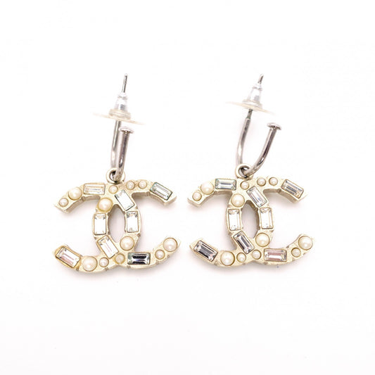 CHANEL Earrings: Metal, Rhinestones, Faux Pearls, CC Logo, Coco Logo