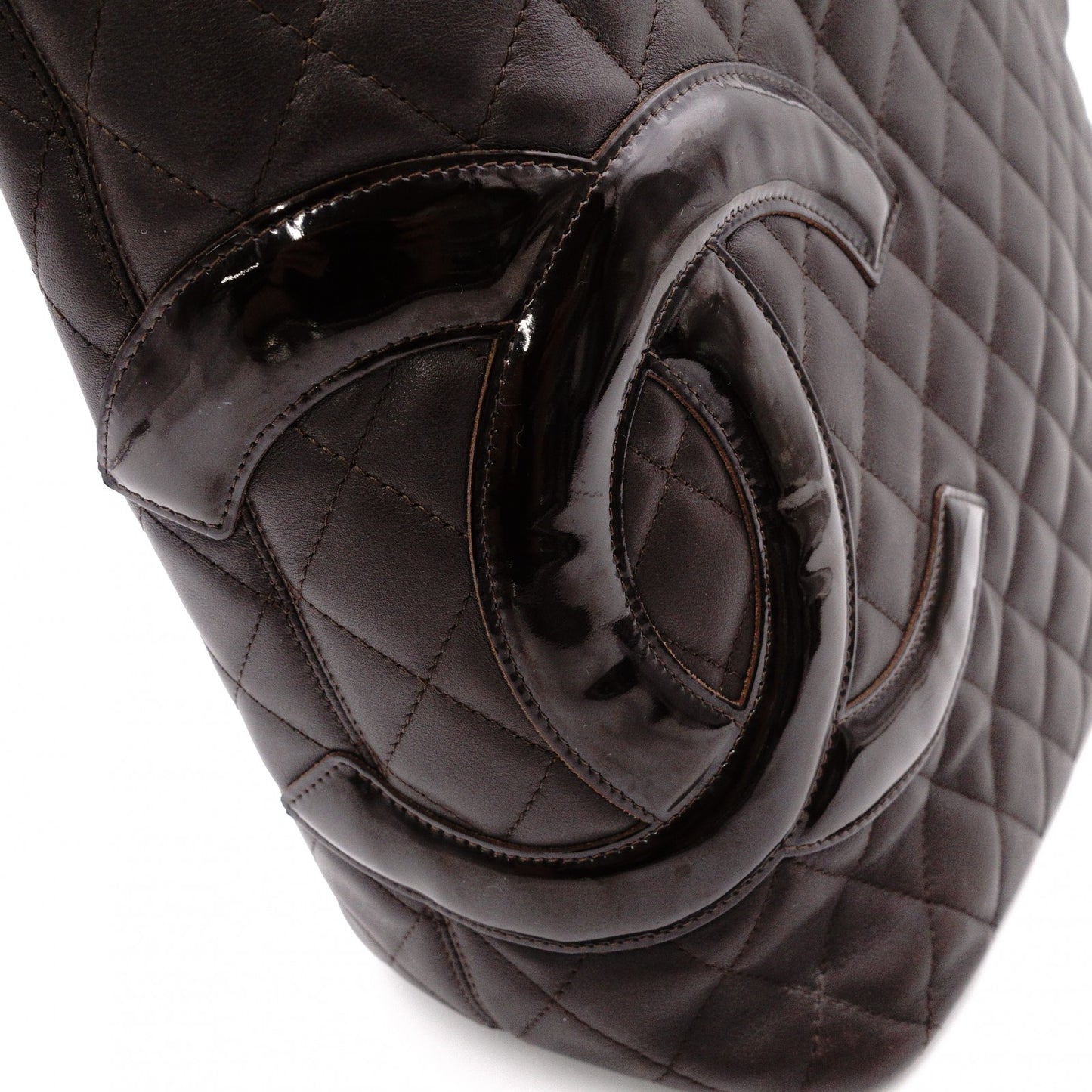 CHANEL Cambon Line Tote Bag with CC Logo, Brown with Silver Hardware, Women's