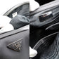 PRADA Galleria Handbag Gray Saffiano Leather Boston Leather 2-Way Silver Hardware