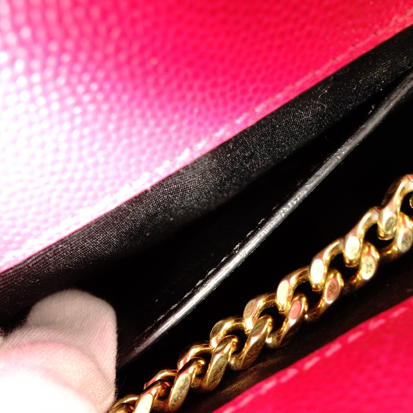 SAINT LAURENT Chain Shoulder Bag, Kate Shoulder Bag, Leather, Pink