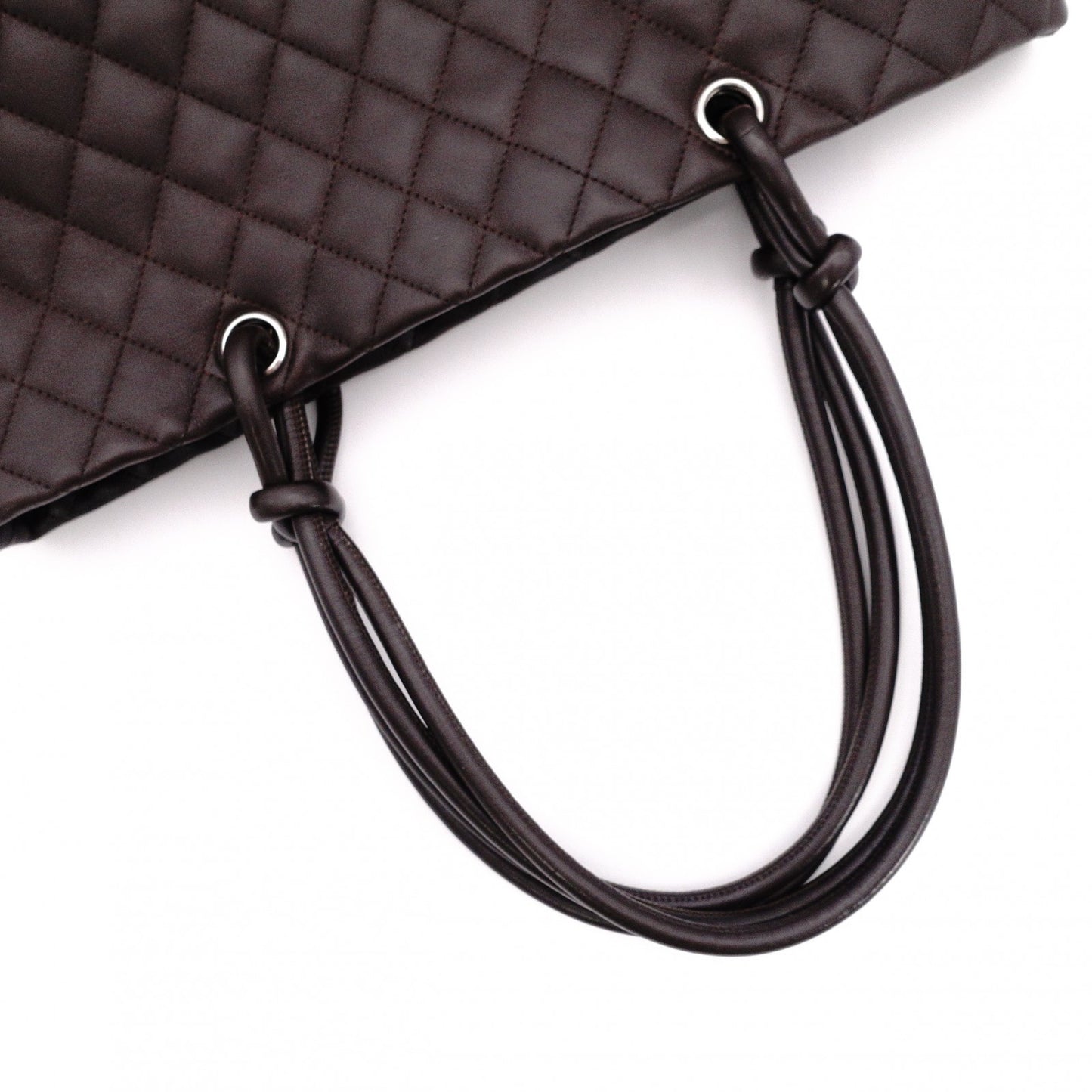 CHANEL Cambon Line Tote Bag with CC Logo, Brown with Silver Hardware, Women's