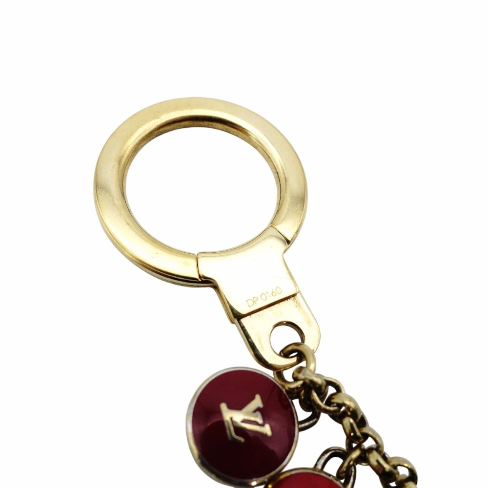 LOUIS VUITTON Bag Charm Key Ring Multicolor Gold Logo 7-12-445