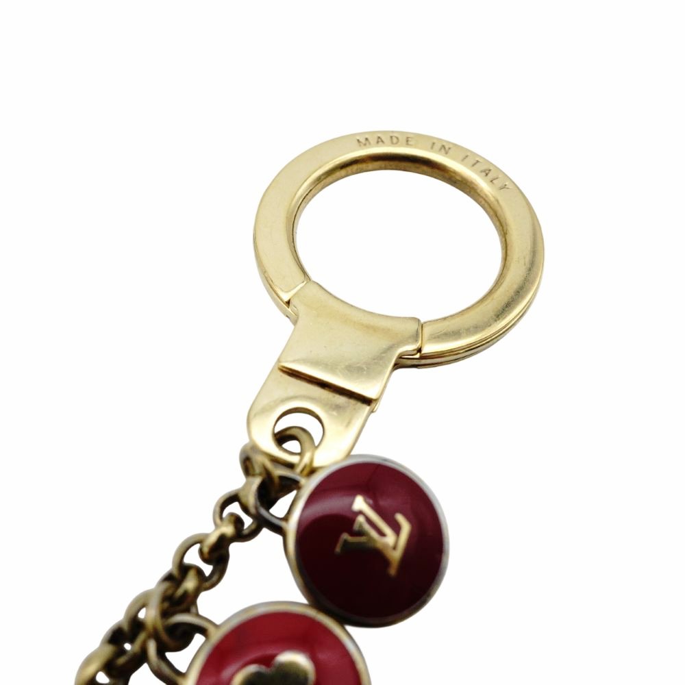 LOUIS VUITTON Bag Charm Key Ring Multicolor Gold Logo 7-12-445